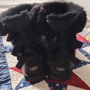 UGG Bailey Bow II Black Suede Boots